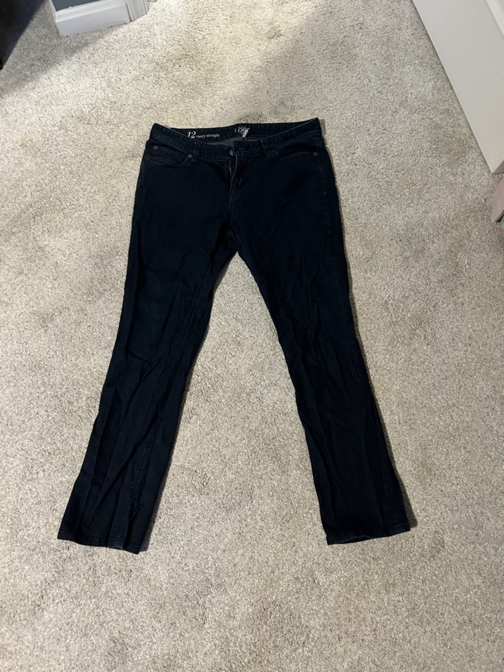 LOFT Dark Wash Curvy Straight Jeans